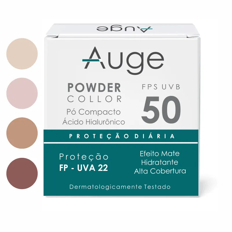 BB POWDER COLLOR PÓ COMPACRO FPS 50 Auge product_type bb-powder-auge-collor-base-natural-bege-bronze-chocolate  collor, Cuidado Facial, protetor solar
